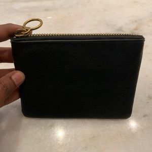 Madewell Black Leather Gold Zip Wallet